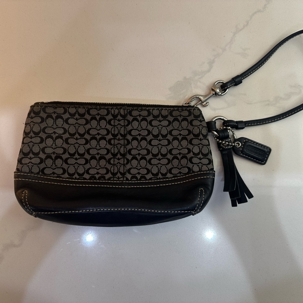 Coach Black and Silver Clutch Bag